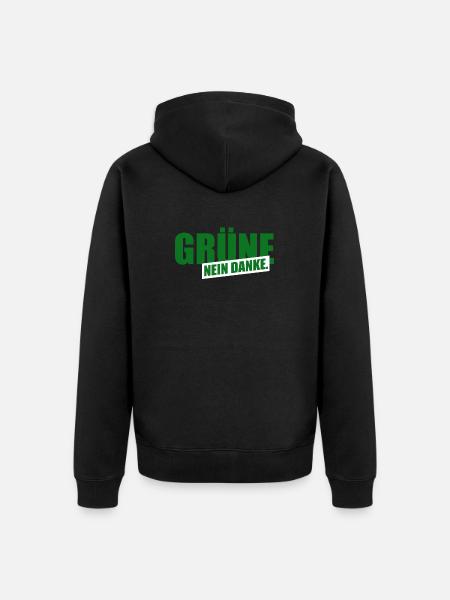 Grüne Nein Danke - Unisex Premium Bio Zip Hoodie - Schwarz
