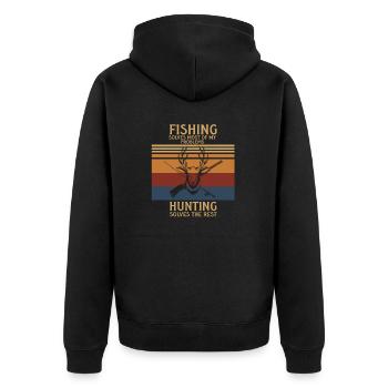 Fischer Fischen Angeln Angel Angler Fische Fisch - Unisex Premium Bio Zip Hoodie - Schwarz - Hinten - Nico (187cm)