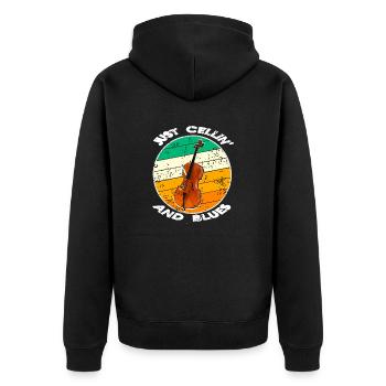 Just Cellin' And Blues Retro Vintage Blues Lover - Unisex Premium Organic Zip Hoodie - black - Back - Nico (187cm)