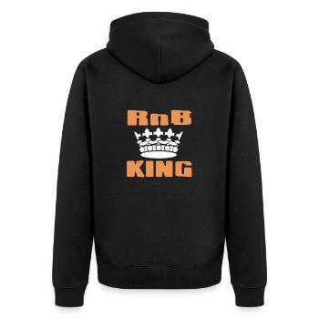 Retro RnB King Cool Blues Music Lover T-Shirt - Unisex Premium Bio Zip Hoodie - Schwarz - Hinten - Nico (187cm)