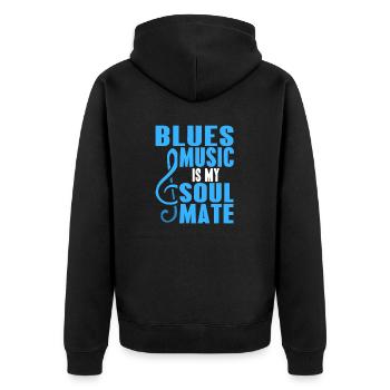 Cool Retro Blues Music Is My Soulmate T-Shirt - Unisex Premium Organic Zip Hoodie - black - Back - Nico (187cm)