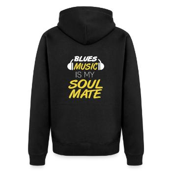 Blues Music Is My Soulmate Cool Retro Blues Lover - Unisex Premium Organic Zip Hoodie - black - Back - Nico (187cm)