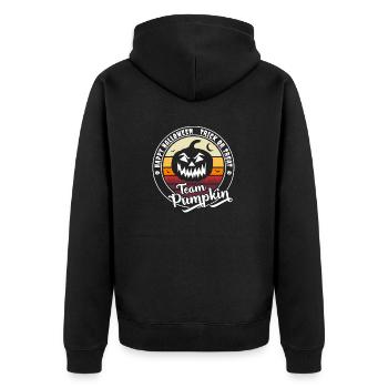 Happy Halloween Team Pumpkin "trick or treat" - Unisex Premium Organic Zip Hoodie - black - Back - Nico (187cm)