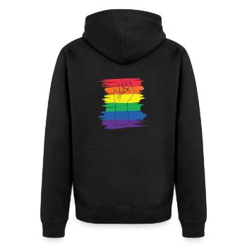 LGBTQ Nonbinary Coloré Rainbow Flag LGBTQ + Pride - Veste à capuche bio Premium Unisexe - noir - Dos - Nico (187cm)