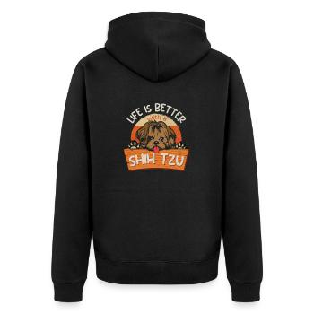 Süßes Shih Tzu Shihtzu Hund Hunde Motiv süßer - Unisex Premium Bio Zip Hoodie - Schwarz - Hinten - Nico (187cm)