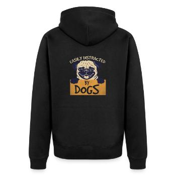 Süßes Mops Hund Möpse Mopshund Hunde Motiv süßer - Unisex Premium Bio Zip Hoodie - Schwarz - Hinten - Nico (187cm)