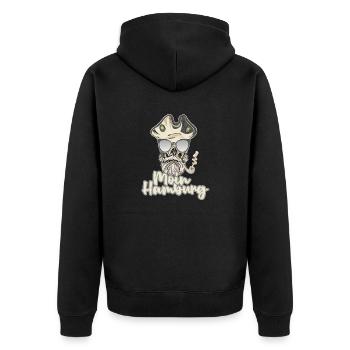 Moin Hamburg Spruch Norddeutschland Seemann Pfeife - Unisex Premium Bio Zip Hoodie - Schwarz - Hinten - Nico (187cm)