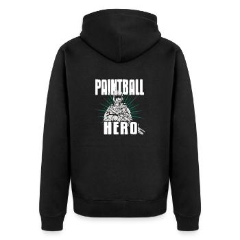 Paintball Hero Cool Retro Baller Designs T-Shirt - Unisex Premium Organic Zip Hoodie - black - Back - Nico (187cm)