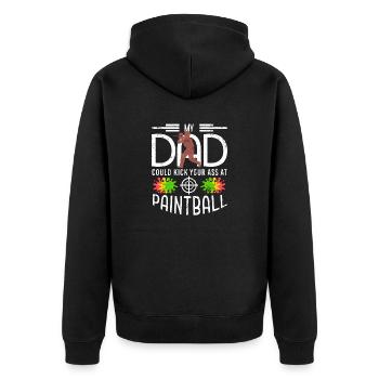My Dad Could Kick Your Ass At Paint Ball Retro - Unisex Premium Bio Zip Hoodie - Schwarz - Hinten - Nico (187cm)