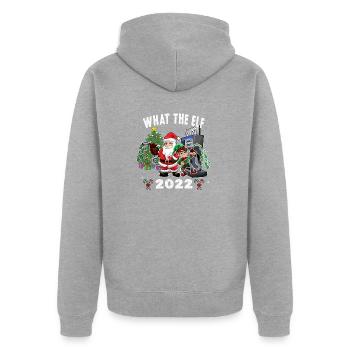 Qu’est-ce que le Père Noël Elf et la pompe à essence Elf - Veste à capuche bio Premium Unisexe - gris chiné - Dos - Nico (187cm)