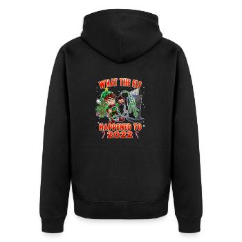 Drôle de Noël 2022 Elf - Ce qui s’est passé t - Veste à capuche bio Premium Unisexe - noir - Dos - Nico (187cm)