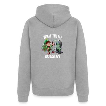 Drôle Elf Pompe à essence Noël Ce que l’Elfe - Veste à capuche bio Premium Unisexe - gris chiné - Dos - Nico (187cm)