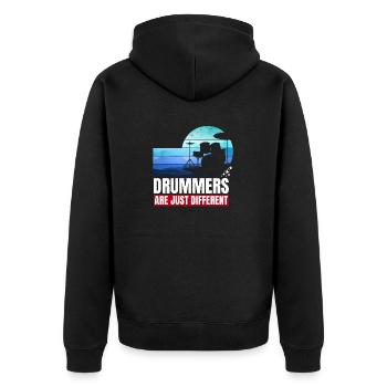lustiger Schlagzeuger Spruch - Unisex Premium Bio Zip Hoodie - Schwarz - Hinten - Nico (187cm)