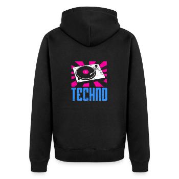 TECHNO Retro Vintage Awesome DJ Designs T-Shirt - Unisex Premium Organic Zip Hoodie - black - Back - Nico (187cm)