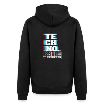 TECHNO. Awesome Retro DJ Techno Lover Designs - Unisex Premium Organic Zip Hoodie - black - Back - Nico (187cm)