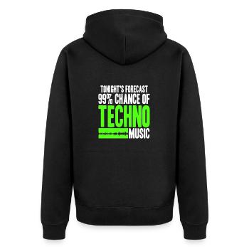 Les prévisions de ce soir 99% de chances de musique techno - Veste à capuche bio Premium Unisexe - noir - Dos - Nico (187cm)