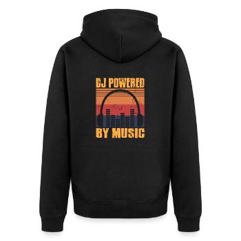 Retro Vintage DJ Powered By Music Cool DJ Designs - Unisex Premium Organic Zip Hoodie - black - Back - Nico (187cm)