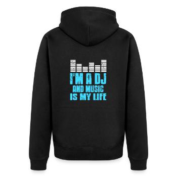 I'm A DJ & Music Is My Life Cool Retro Vintage - Unisex Premium Organic Zip Hoodie - black - Back - Nico (187cm)