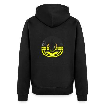 Cool Retro DISC JOCKEY Deejaying Lover T-Shirt - Unisex Premium Organic Zip Hoodie - black - Back - Nico (187cm)