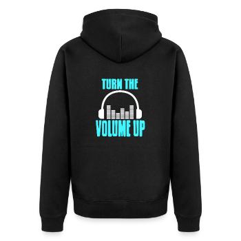 Turn The Volume Up Cool Retro DJ Techno Lover - Unisex Premium Organic Zip Hoodie - black - Back - Nico (187cm)