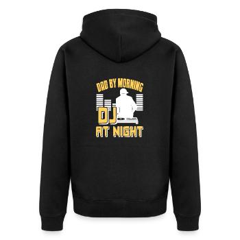 DAD By Morning DJ At Night Cool Retro DJ Designs - Unisex Premium Organic Zip Hoodie - black - Back - Nico (187cm)