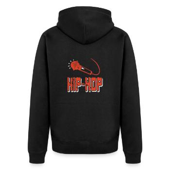 Awesome Retro HIP-HOP Microphone Design T-Shirt - Unisex Premium Bio Zip Hoodie - Schwarz - Hinten - Nico (187cm)