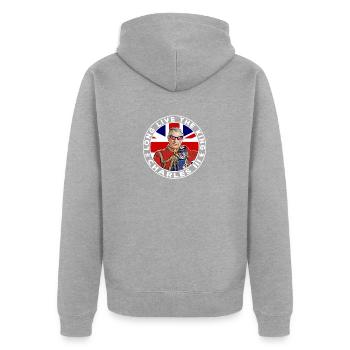 König der britischen Königsfamilie Karl III. Lang lebe es - Unisex Premium Bio Zip Hoodie - Grau meliert - Hinten - Nico (187cm)