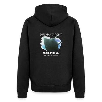 Geschenkidee Dive Manta Point Nusa Penida - Unisex Premium Bio Zip Hoodie - Schwarz - Hinten - Nico (187cm)