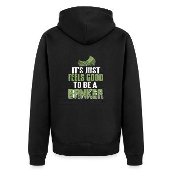 C’est juste du bien d’être un banquier drôle rétro - Veste à capuche bio Premium Unisexe - noir - Dos - Nico (187cm)