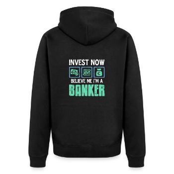 Investir maintenant Croyez-moi Je suis un banquier Cool Retro - Veste à capuche bio Premium Unisexe - noir - Dos - Nico (187cm)