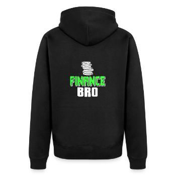 Finance Bro Retro Vintage Banker T-Shirt - Unisex Premium Organic Zip Hoodie - black - Back - Nico (187cm)