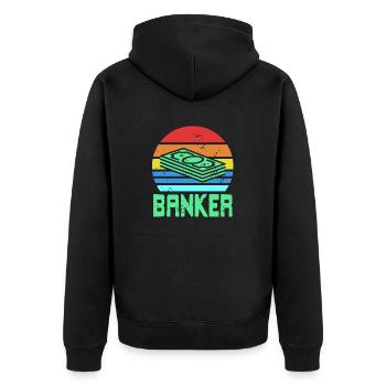 T-shirt rétro vintage BANKER Cool Banker Designs - Veste à capuche bio Premium Unisexe - noir - Dos - Nico (187cm)
