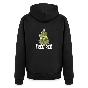 Lustiger Baum Rex Weihnachtspyjama Xmas PJs - Unisex Premium Bio Zip Hoodie - Schwarz - Hinten - Nico (187cm)