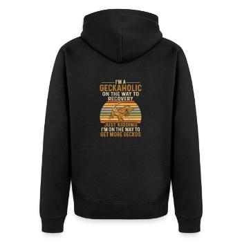 Kronengecko Eidechse Reptil Herpetologe - Unisex Premium Bio Zip Hoodie - Schwarz - Hinten - Nico (187cm)