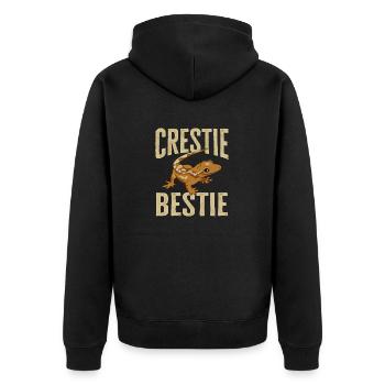 Kronengecko Eidechse Reptil Herpetologe - Unisex Premium Bio Zip Hoodie - Schwarz - Hinten - Nico (187cm)