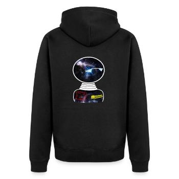 Roboter Weltraum Space beobachtet Warnschild - Unisex Premium Bio Zip Hoodie - Schwarz - Hinten - Nico (187cm)