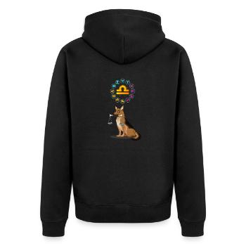 Lustiger Hund Liebhaber Horoskop Waage Sternzeichen Cool - Unisex Premium Bio Zip Hoodie - Schwarz - Hinten - Nico (187cm)