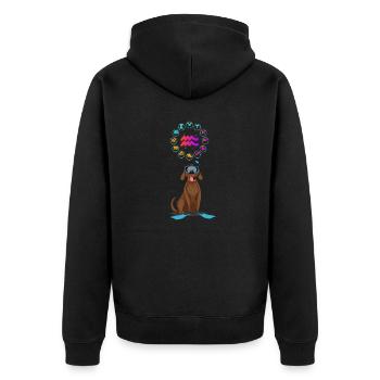 Lustiger Hund Liebhaber Horoskop Wassermann Sternzeichen Wortspiel - Unisex Premium Bio Zip Hoodie - Schwarz - Hinten - Nico (187cm)