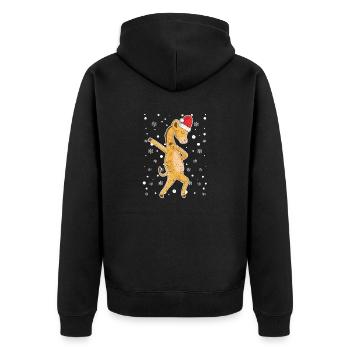 Dabbing Giraffe Santa Hut Weihnachten Zoo Tiere - Unisex Premium Bio Zip Hoodie - Schwarz - Hinten - Nico (187cm)