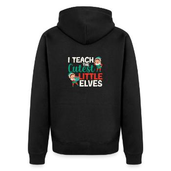 Ich unterrichte die niedlichsten kleinen Elfen - Unisex Premium Bio Zip Hoodie - Schwarz - Hinten - Nico (187cm)
