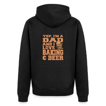 Oui, je suis un papa et j’aime la pâtisserie et la bière rétro drôle - Veste à capuche bio Premium Unisexe - noir - Dos - Nico (187cm)