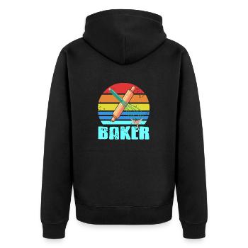 Rétro Vintage BAKER Awesome Baker Designs T-Shirt - Veste à capuche bio Premium Unisexe - noir - Dos - Nico (187cm)