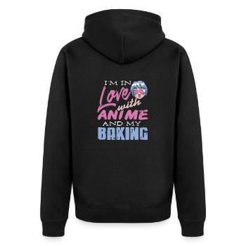 I'm In Love With Anime & My Baking Cool Retro - Unisex Premium Bio Zip Hoodie - Schwarz - Hinten - Nico (187cm)
