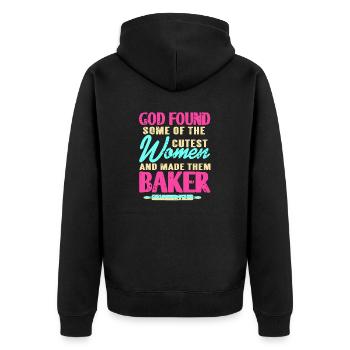 God Found Some Of Cutest Women & Made Them Baker - Unisex Premium Bio Zip Hoodie - Schwarz - Hinten - Nico (187cm)