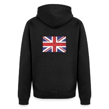 Großbritannien, britische Flagge, Flagge des Vereinigten Königreichs, - Unisex Premium Bio Zip Hoodie - Schwarz - Hinten - Nico (187cm)