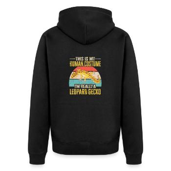 Leopardgecko Eidechse Reptilien Herpetologe - Unisex Premium Bio Zip Hoodie - Schwarz - Hinten - Nico (187cm)