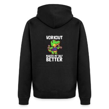 Training makes my day better, crocodile - Unisex Premium Organic Zip Hoodie - black - Back - Nico (187cm)