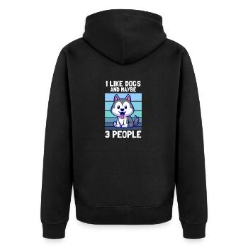 I like dogs and maybe 3 people design - Unisex Premium Organic Zip Hoodie - black - Back - Nico (187cm)