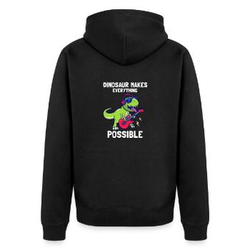 Dinosaur makes everything Possible - Unisex Premium Organic Zip Hoodie - black - Back - Nico (187cm)