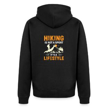 Hiking is not a Sport its a Lifestyle - Unisex Premium Bio Zip Hoodie - Schwarz - Hinten - Nico (187cm)